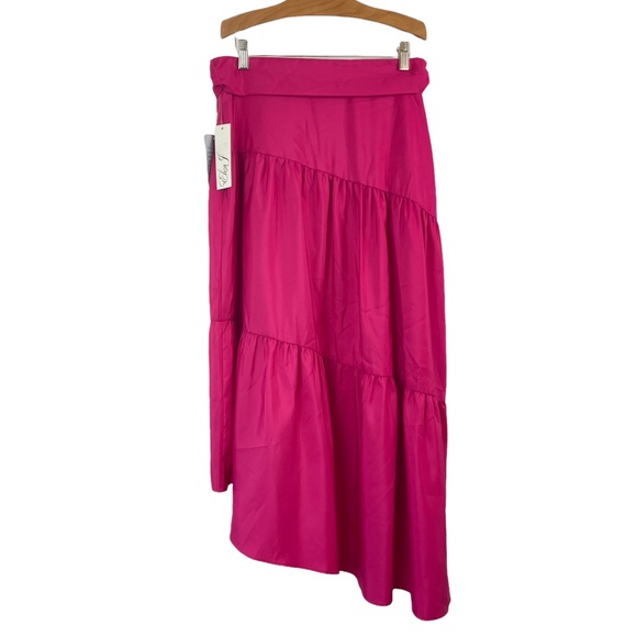 Eliza J Asymmetrical Ruffle Tie-Front Midi Skirt - Picture 5 of 14